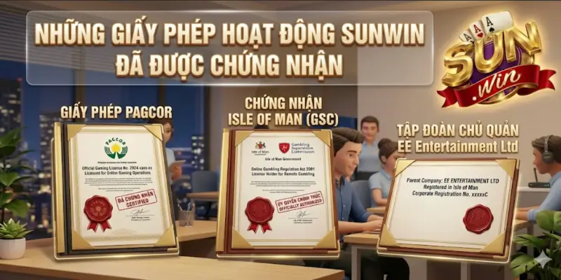 Những giấy phép hoạt động Sunwin đã được chứng nhận