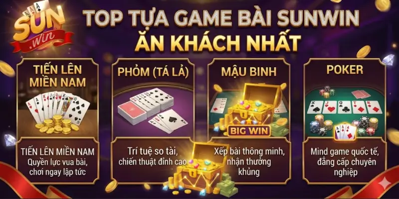 Top Tựa Game Bài Sunwin Ăn Khách Nhất